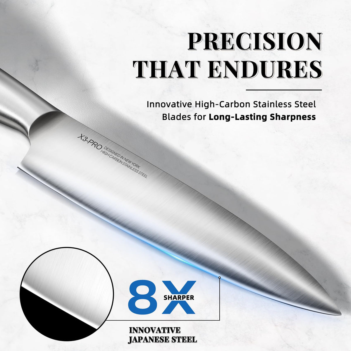 KnifeSaga built-in sharpener block maintains edge readiness