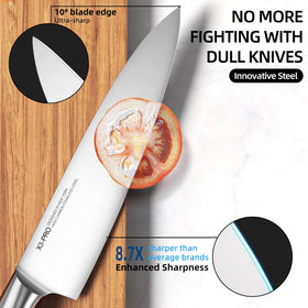KnifeSaga built-in sharpener keeps blades ready for effortless slicing.