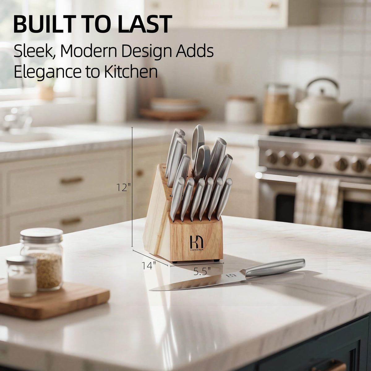 KnifeSaga 6-piece straight-edge steak knives for clean cuts.