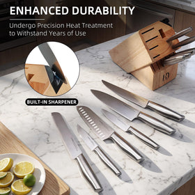 KnifeSaga 7-inch santoku knife for versatile kitchen prep.