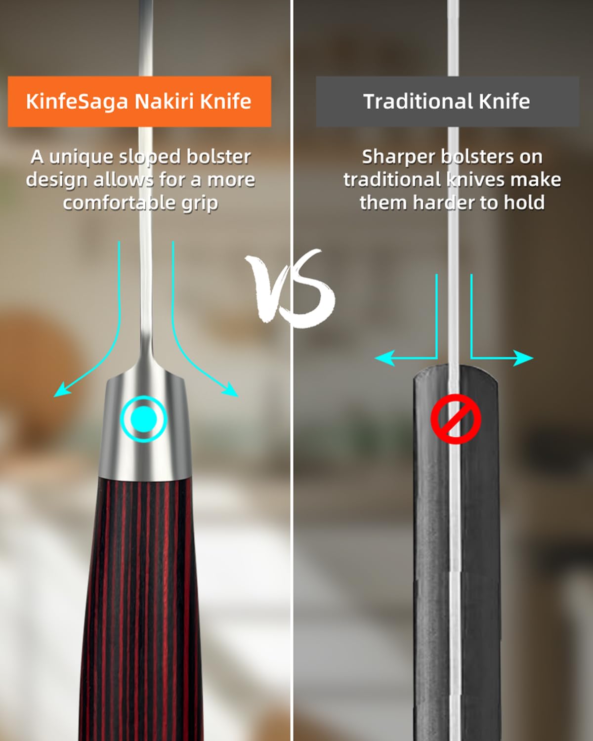 KnifeSaga Nakiri ready for daily kitchen use in a bright scene.