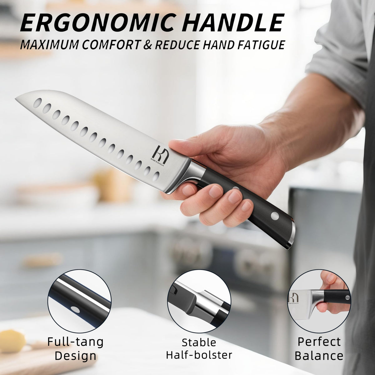 KnifeSaga sharpening steel included for easy edge maintenance