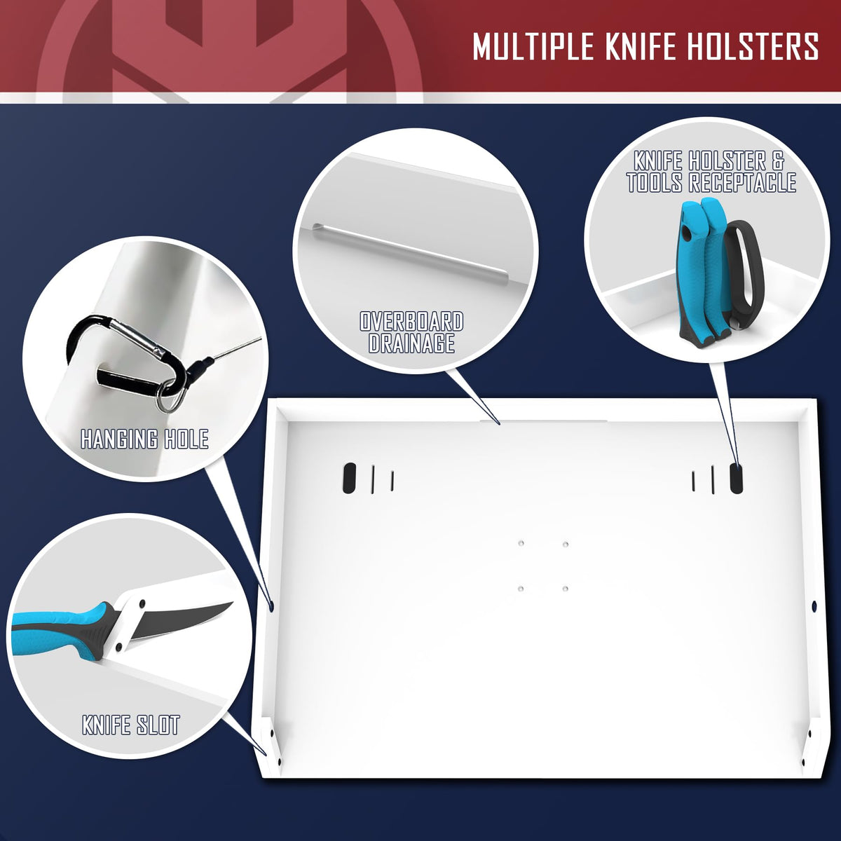 KNINE OUTDOORS knife slot keeps blades secure during cleaning