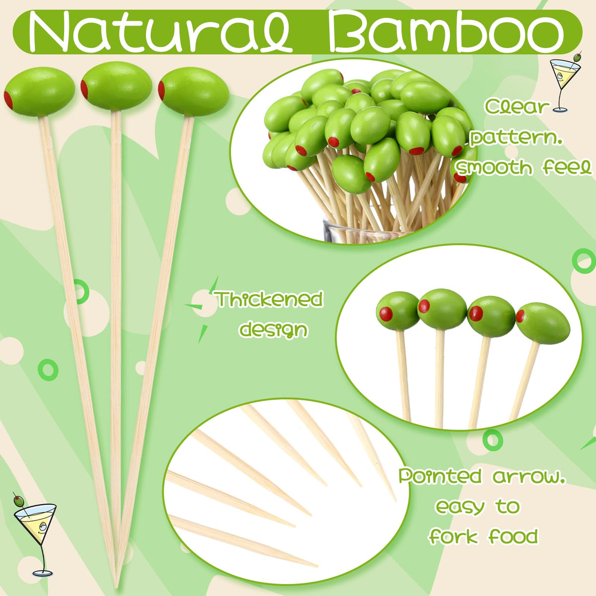 Knitgrip 12 cm bamboo picks ideal for skewering snacks