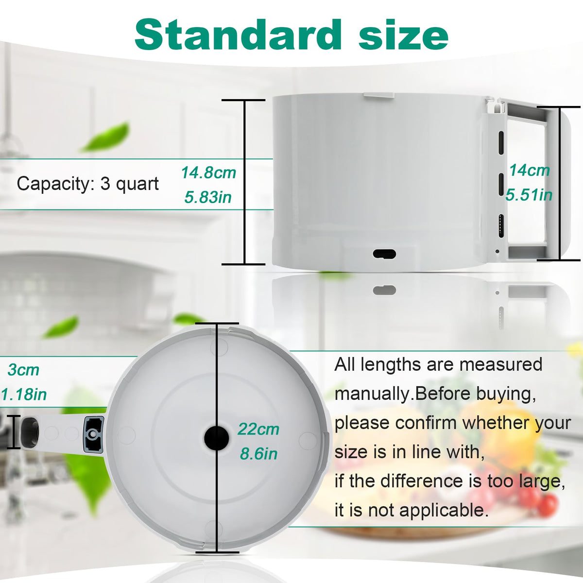 Knocokie 3-quart cutter bowl supports efficient, medium-volume prep.