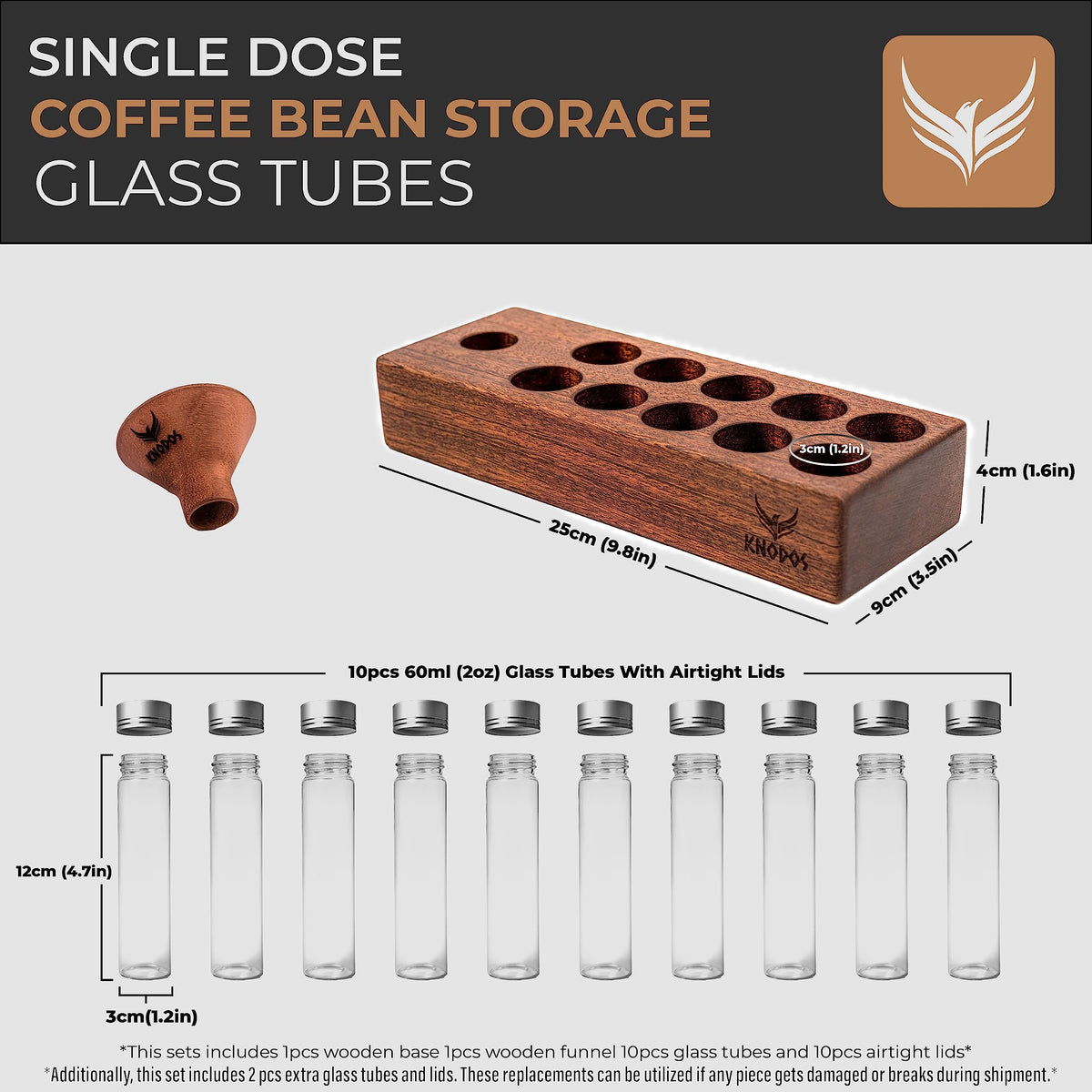 KNODOS 60ml borosilicate glass tubes preserve freshness.