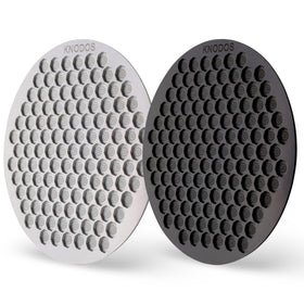 KNODOS espresso puck screen front view with dual-color set for quick identification
