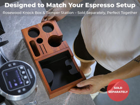 KNODOS rosewood espresso stand adds natural warmth to counters