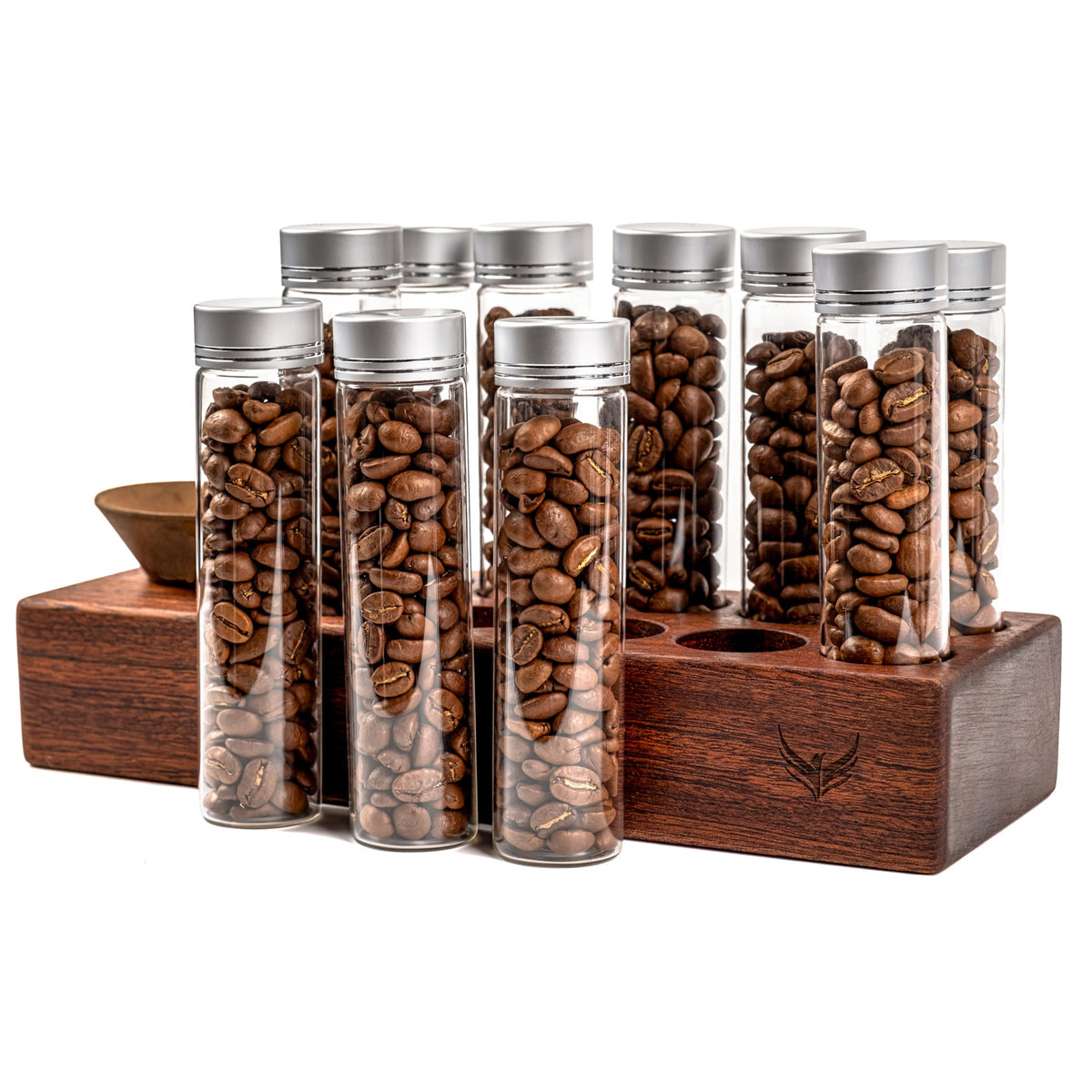 KNODOS single-dose coffee tubes arranged for precise dosing.