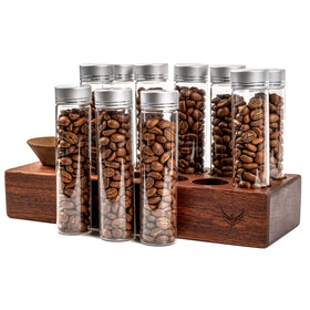 KNODOS single-dose coffee tubes arranged for precise dosing.