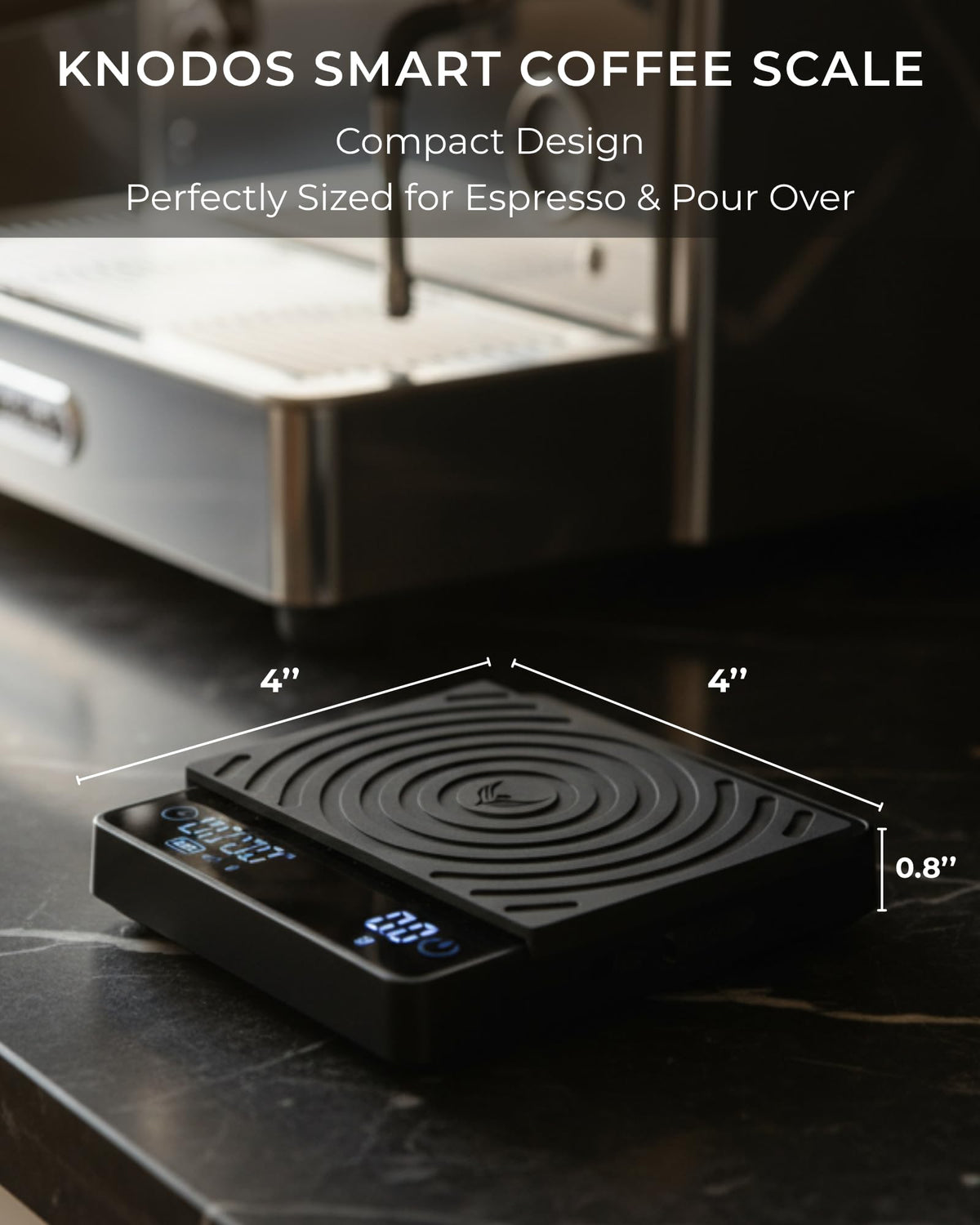 KNODOS auto tare and timer simplify espresso timing during pulls