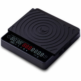KNODOS Smart Coffee Scale fits neatly under an espresso machine for precise shots