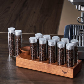KNODOS walnut funnel shown for spill-free transfer.