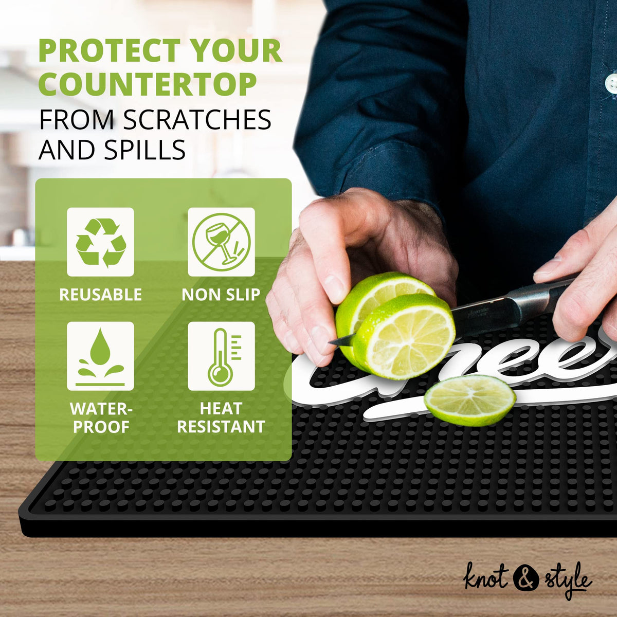 Knot and Style Cheers bar mat ideal for coffee bars