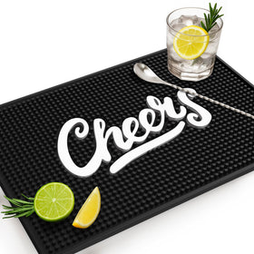 Knot and Style Cheers bar mat front view shows bold design and stability