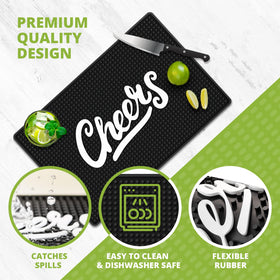 Knot and Style Cheers bar mat non-slip base stays secure on countertops