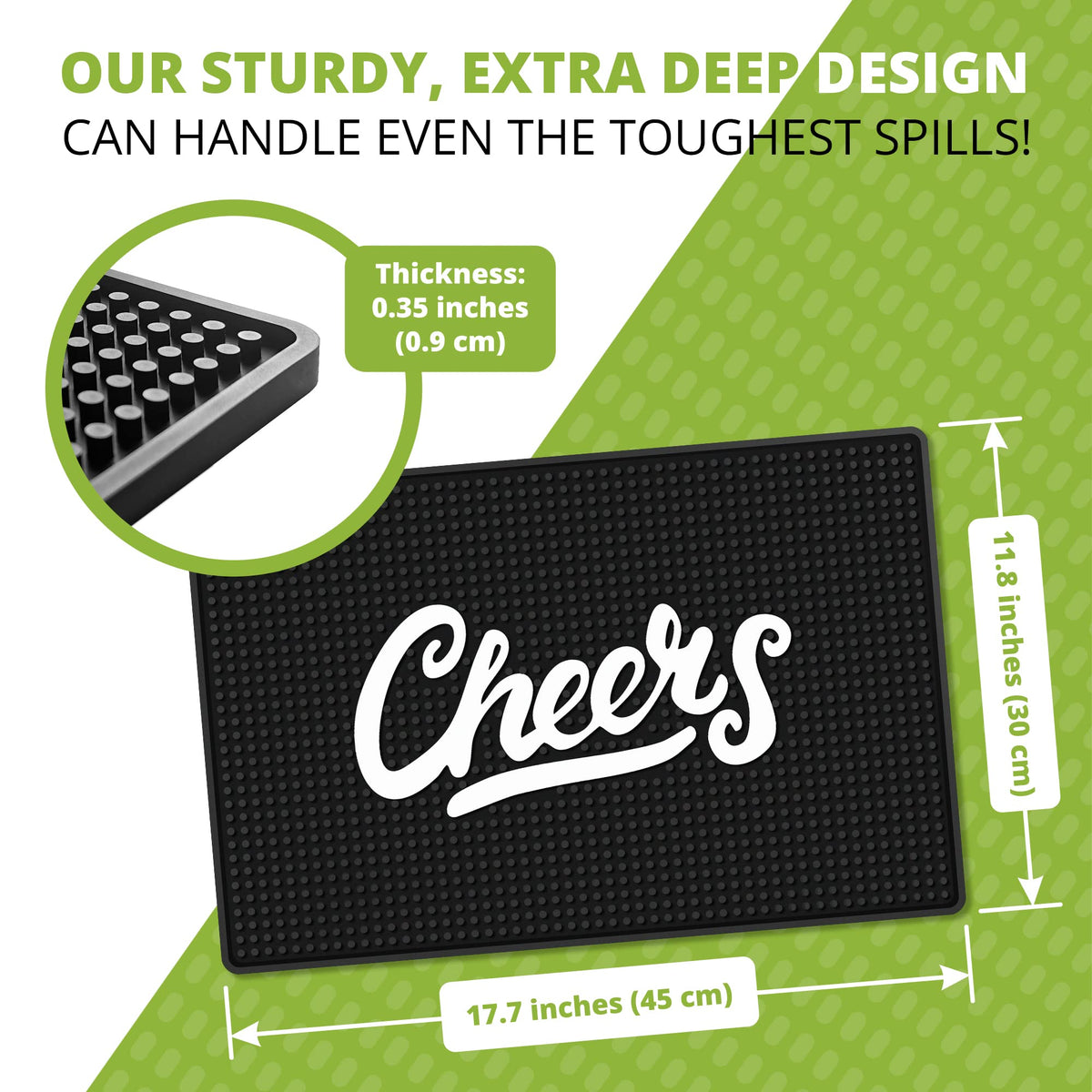 Knot and Style Cheers bar mat protects countertops from spills