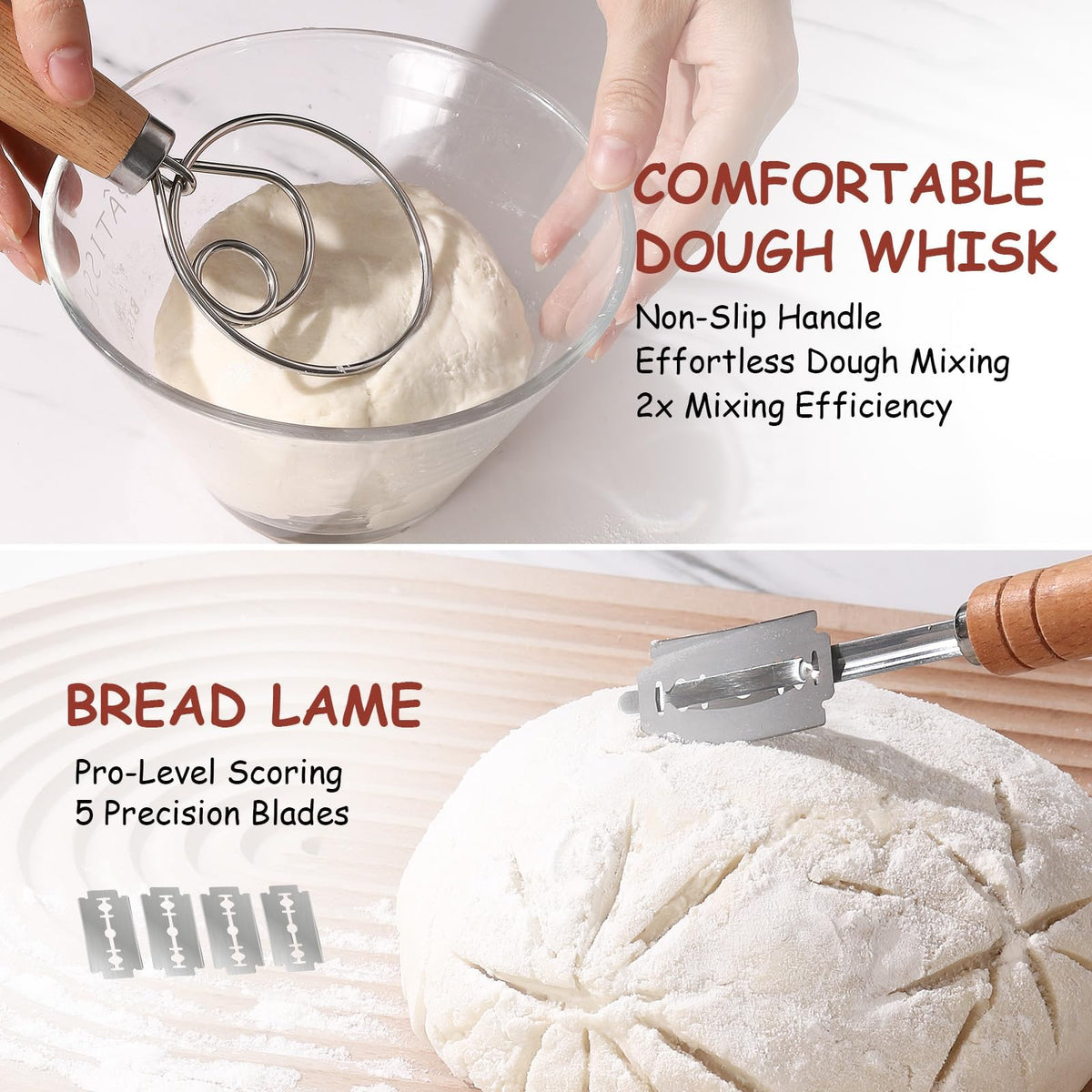 Koackl dough whisk blends ingredients smoothly for consistent dough