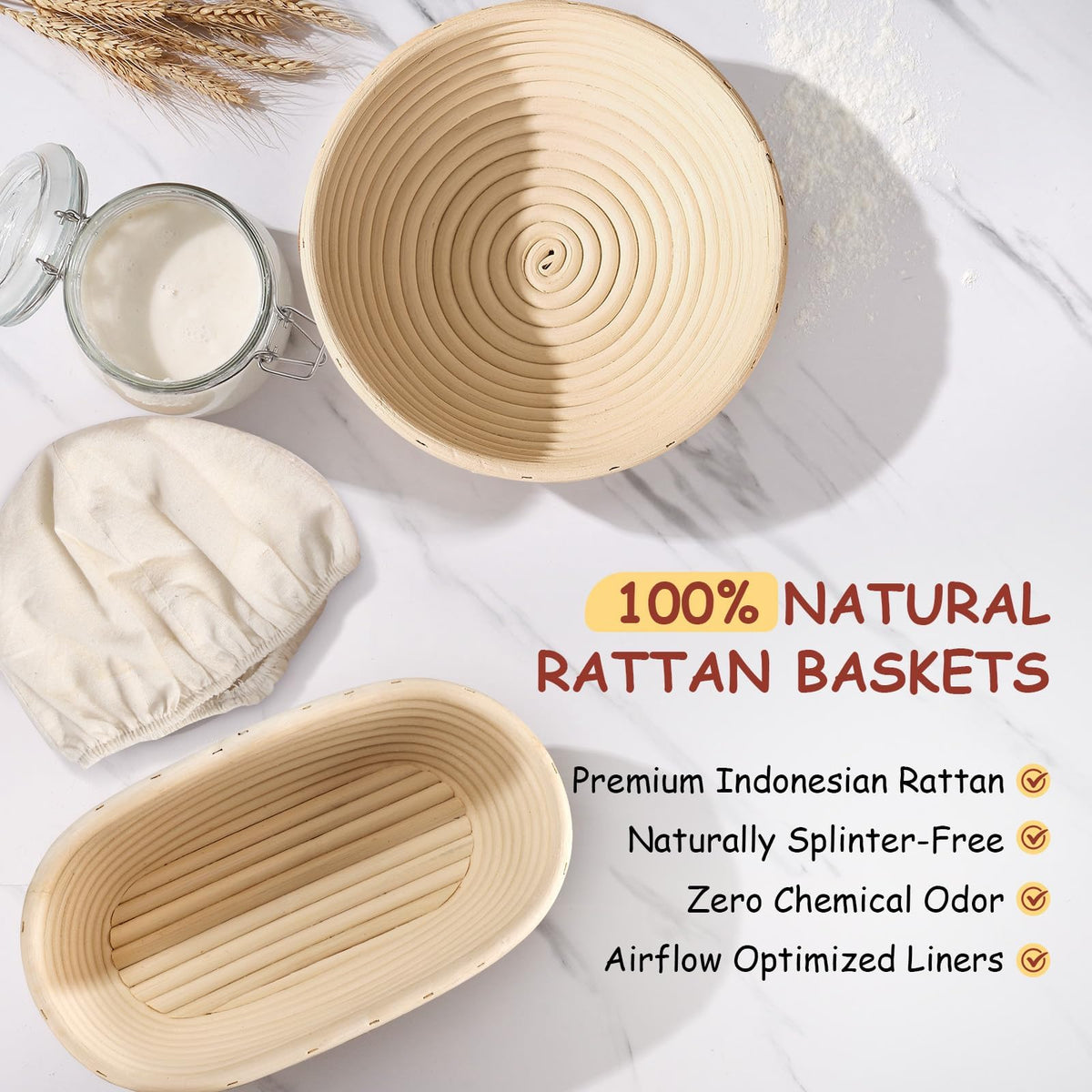 Koackl linen liner keeps dough from sticking for easy release