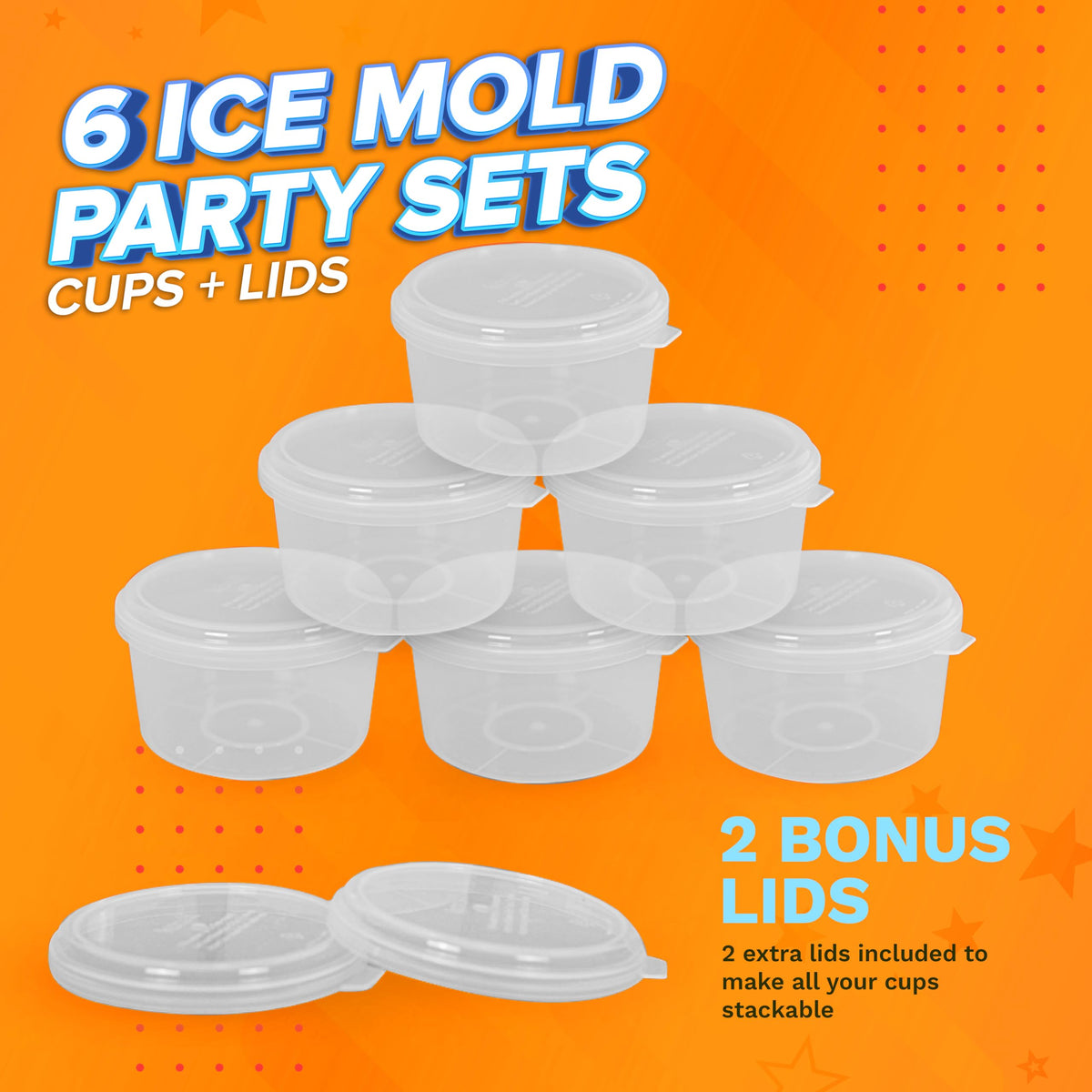 Six-pack Koaii molds with lids for spill-free freezing and stacking