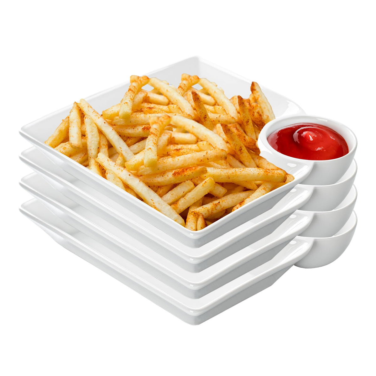 KOBIKOBI chip and dip plate 8-inch set with separate sauce well for neat servings.