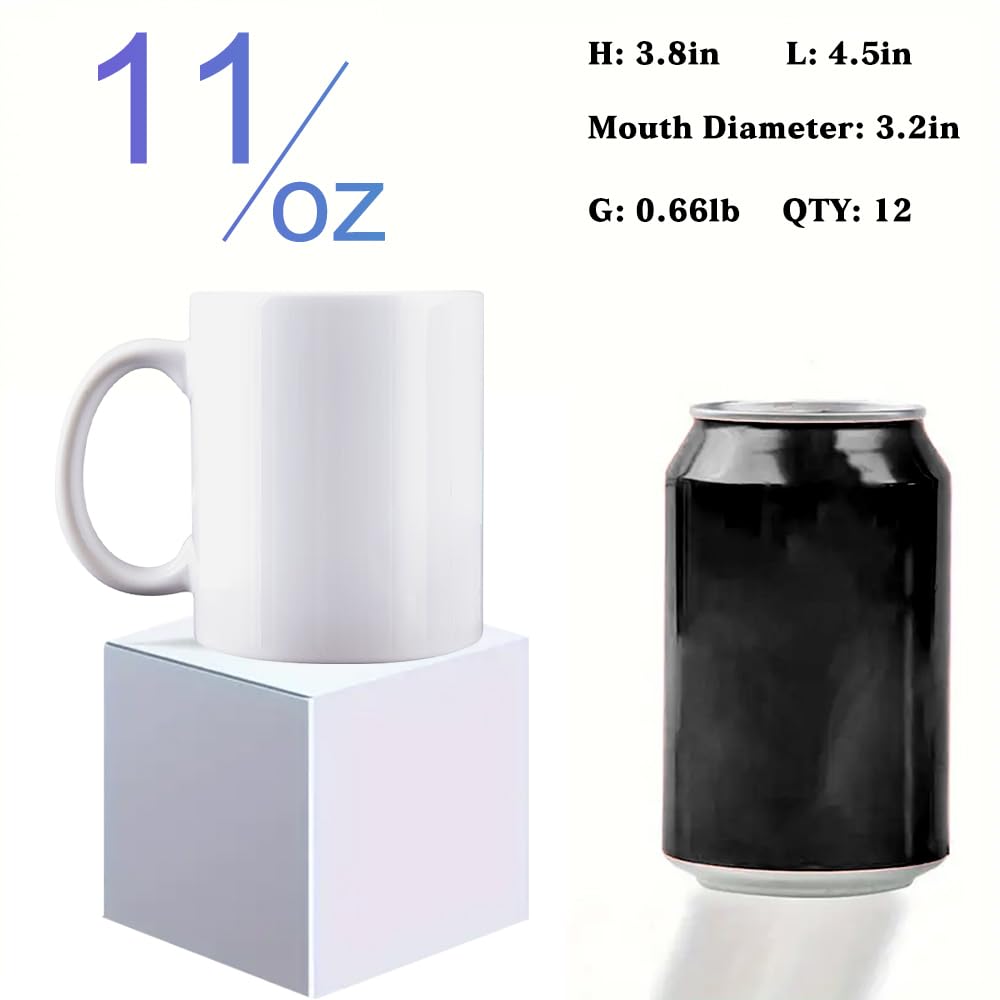 Kocdam 11oz sublimation mug side view with handle, easy to grip.