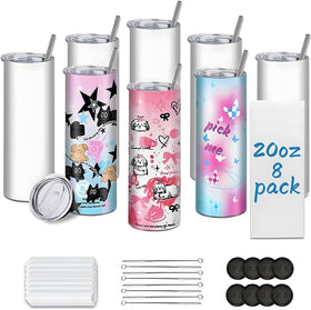 Kocdam 20oz sublimation tumbler with straight body, angle view, ideal for personalized gifts