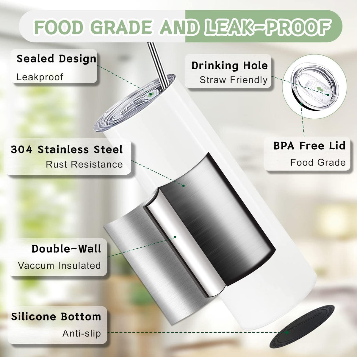 Kocdam 20oz stainless steel body shows durability and quality