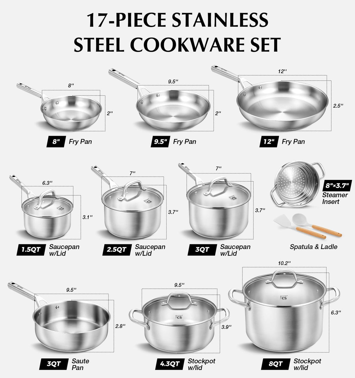 KOCH SYSTEME CS 9.5in deep sauté pan ideal for searing vegetables