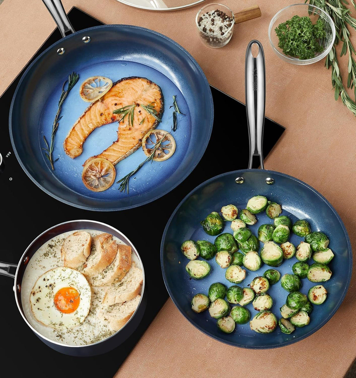 Oven-safe and dishwasher-safe pan for easy cleanup