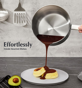 KOCH SYSTEME CS 2qt saucepan ready for simmering pasta sauces and stews.