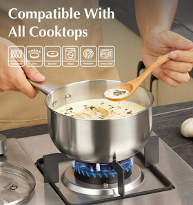 KOCH SYSTEME CS 3qt saucepan ideal for large batches of soups and cream sauces.
