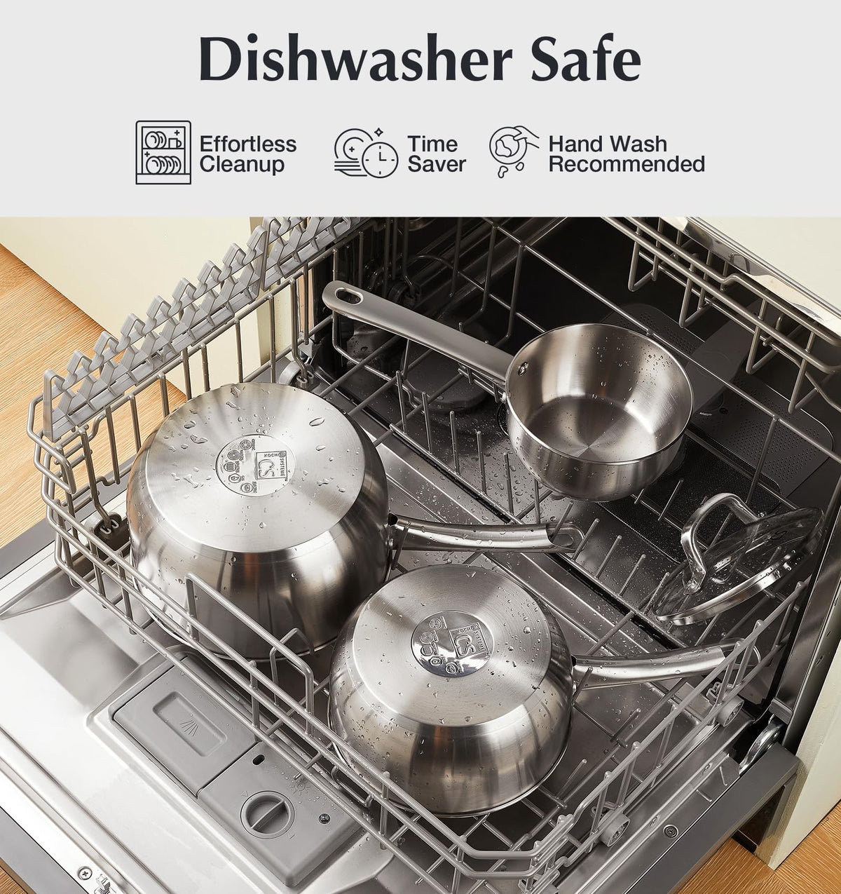 KOCH SYSTEME CS saucepan dishwasher-safe label suggests easy cleanup.