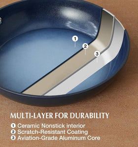 Stainless steel cool-touch handle for secure gripping while cooking