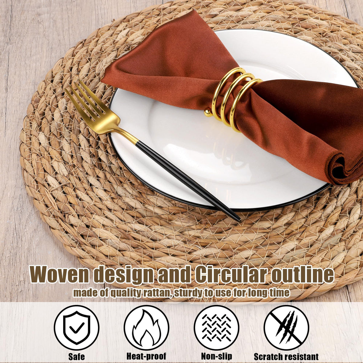 Kochorie boho rattan placemats bring coastal style and practical surface protection.