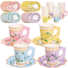 Kochorie floral tea cups set for elegant gatherings and easy cleanup