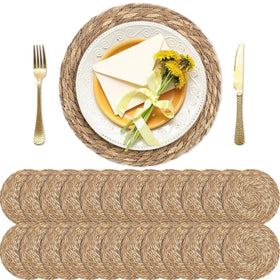 Kochorie round bulrush placemats protect surfaces with heat resistance and natural texture.