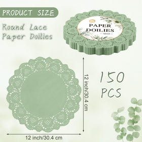 Kochorie sage green paper doilies 150-pack ideal for daily meals