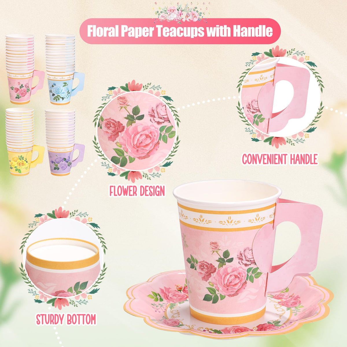 Kochorie six-inch saucers pair with cups for a coordinated, spill-conscious setup