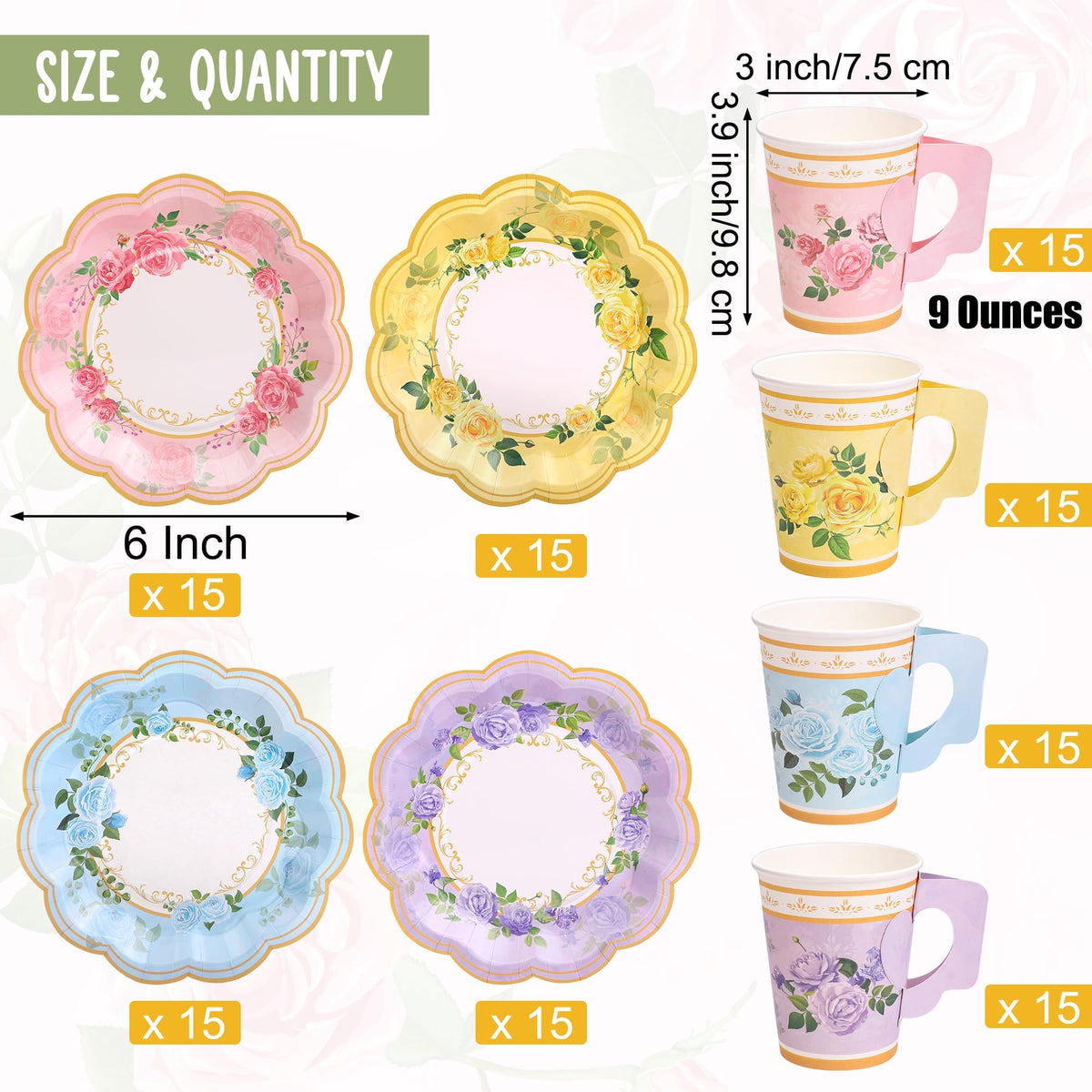Kochorie floral cups handle closeup highlights sturdy grip for hot beverages