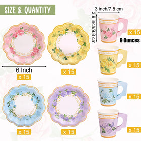 Kochorie floral cups handle closeup highlights sturdy grip for hot beverages