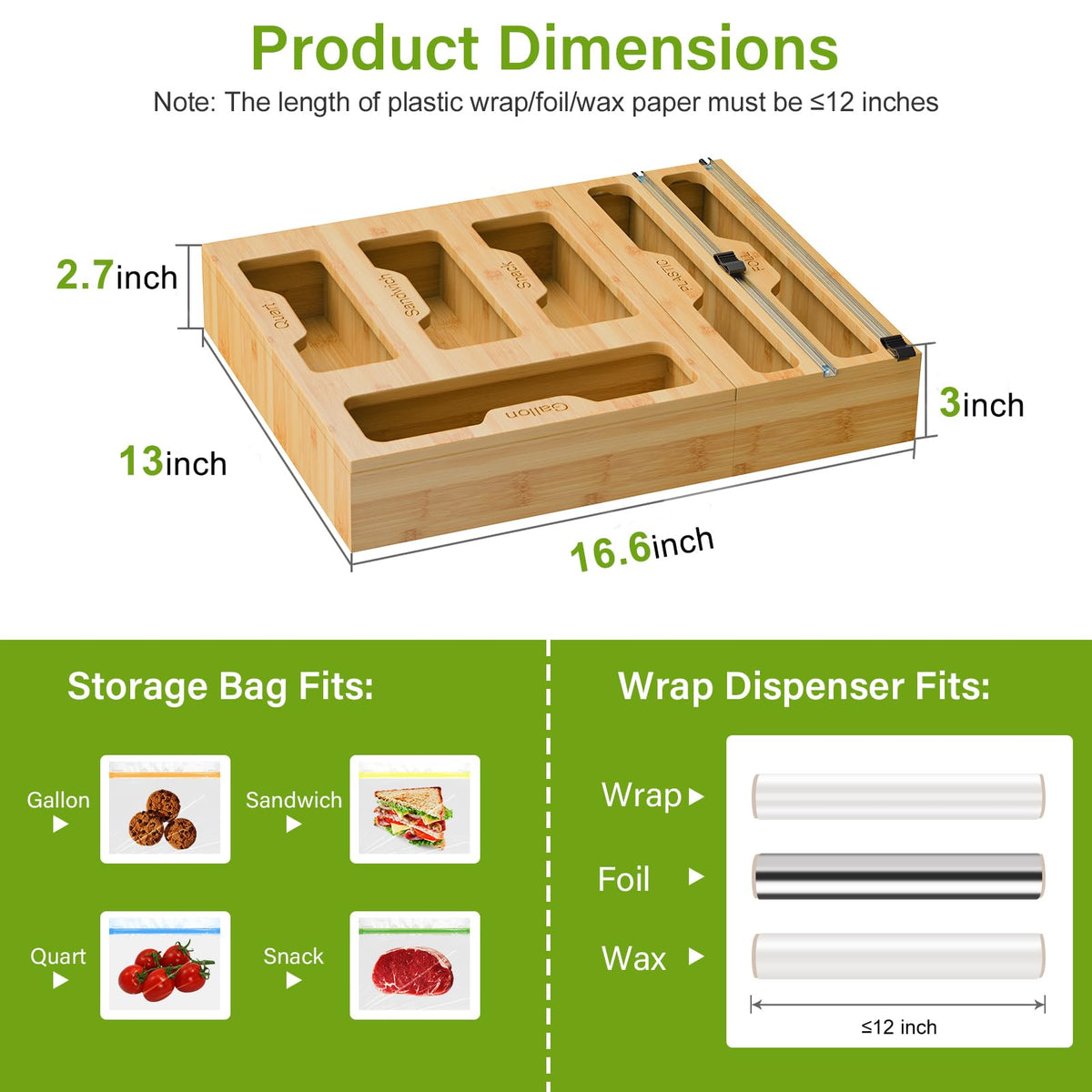 KOCWELL wrap dispenser with stainless steel blade delivers quick, clean cuts.