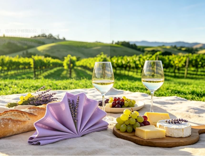 KOFFOTA Lavender napkins on display for vibrant spring table decor.