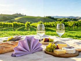 KOFFOTA Lavender napkins on display for vibrant spring table decor.