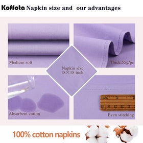 KOFFOTA Lavender napkins close-up shows dense weave and durable stitching.