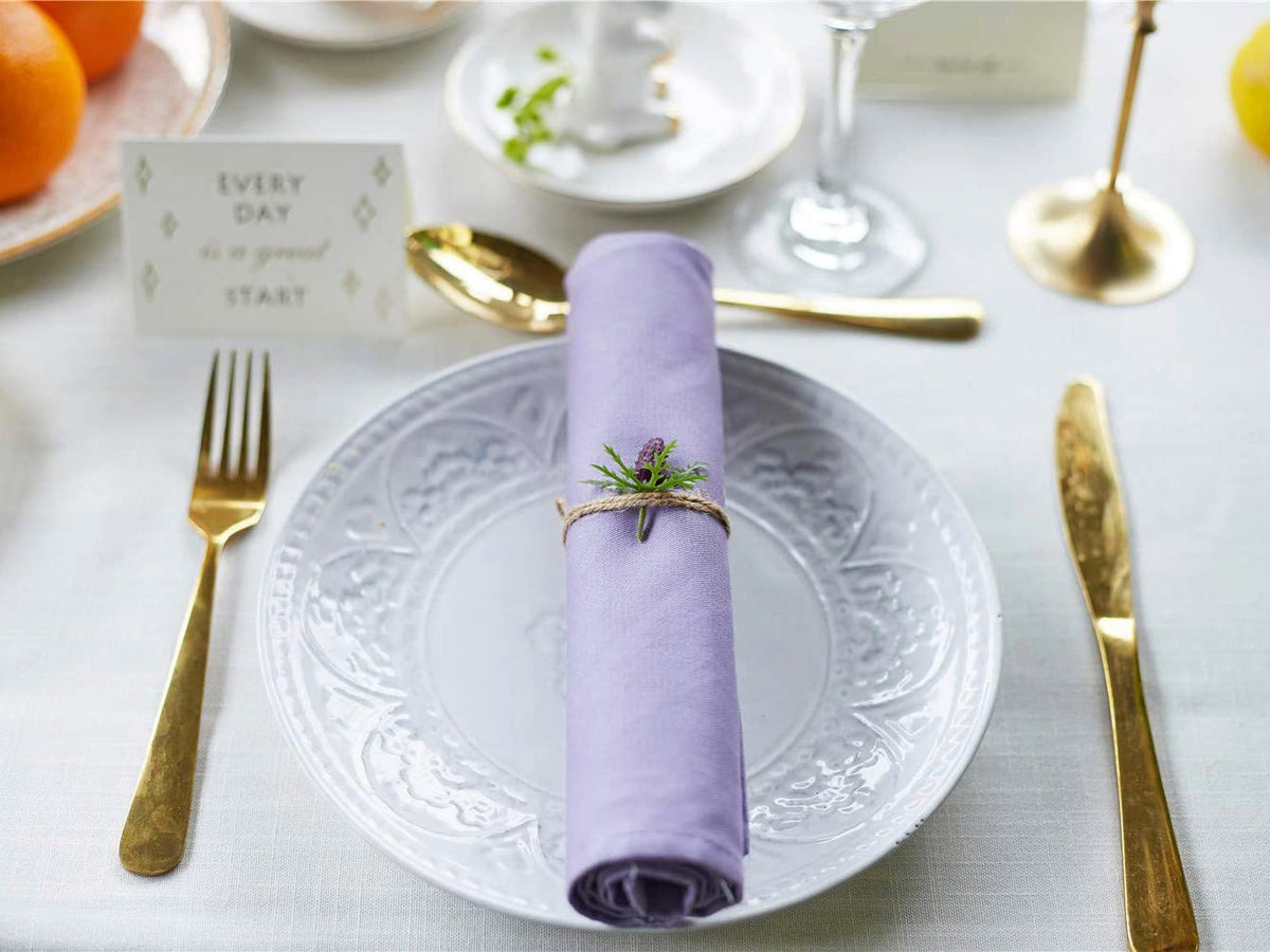 KOFFOTA lavender napkins 18x18 inches offer generous dining space.