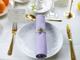 KOFFOTA lavender napkins 18x18 inches offer generous dining space.