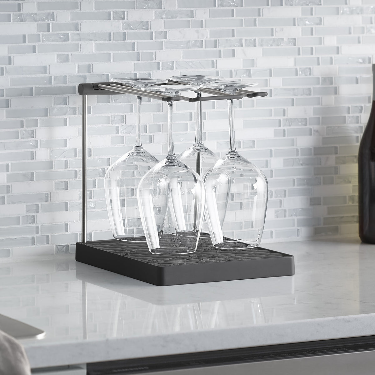 Kohler K-8628-CHR airflow design promotes quicker drying of stemware