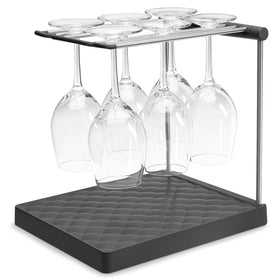 Kohler K-8628-CHR wine glass drying rack setup showing six-glass capacity for efficient air drying