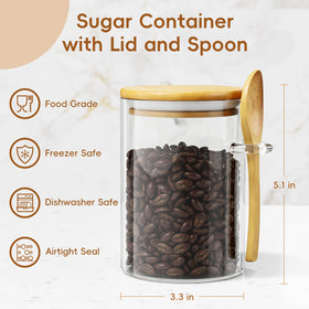 KOIKEY bamboo lid airtight seal keeps pantry freshness for coffee, sugar, and tea.